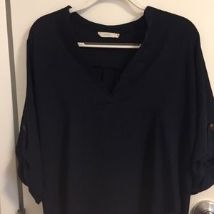 Lush Navy Silky Blouse